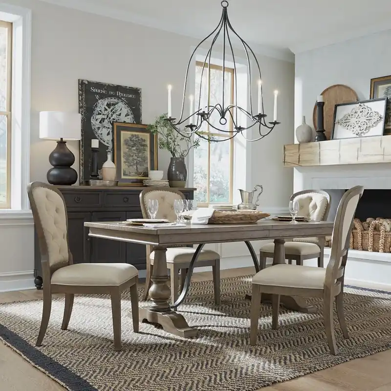 Americana Farmhouse Optional 5 Piece Trestle Table Set - Liberty