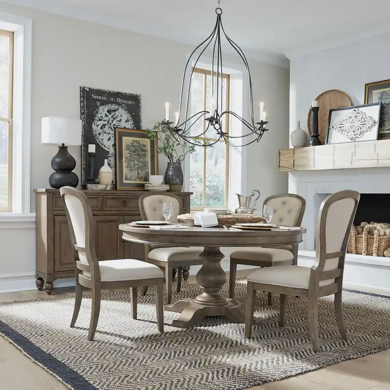 Americana Farmhouse Optional 5 Piece Pedestal Table Set - Liberty