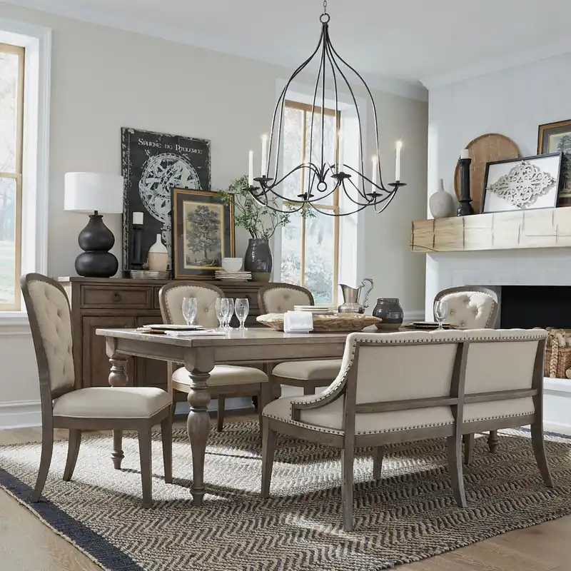 Americana Farmhouse Optional 6 Piece Leg Table Set - Liberty