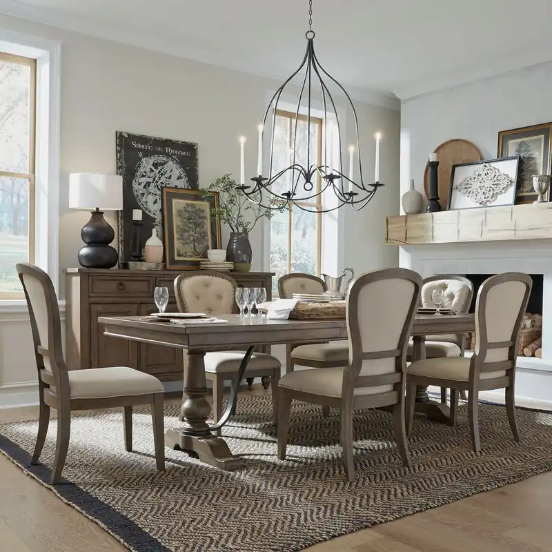 Americana Farmhouse Optional 7 Piece Trestle Table Set - Liberty