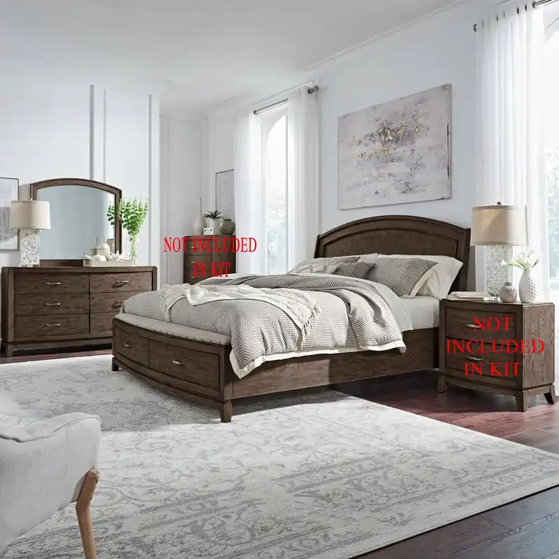 Avalon King Panel Storage Bed, Dresser & Mirror - Liberty