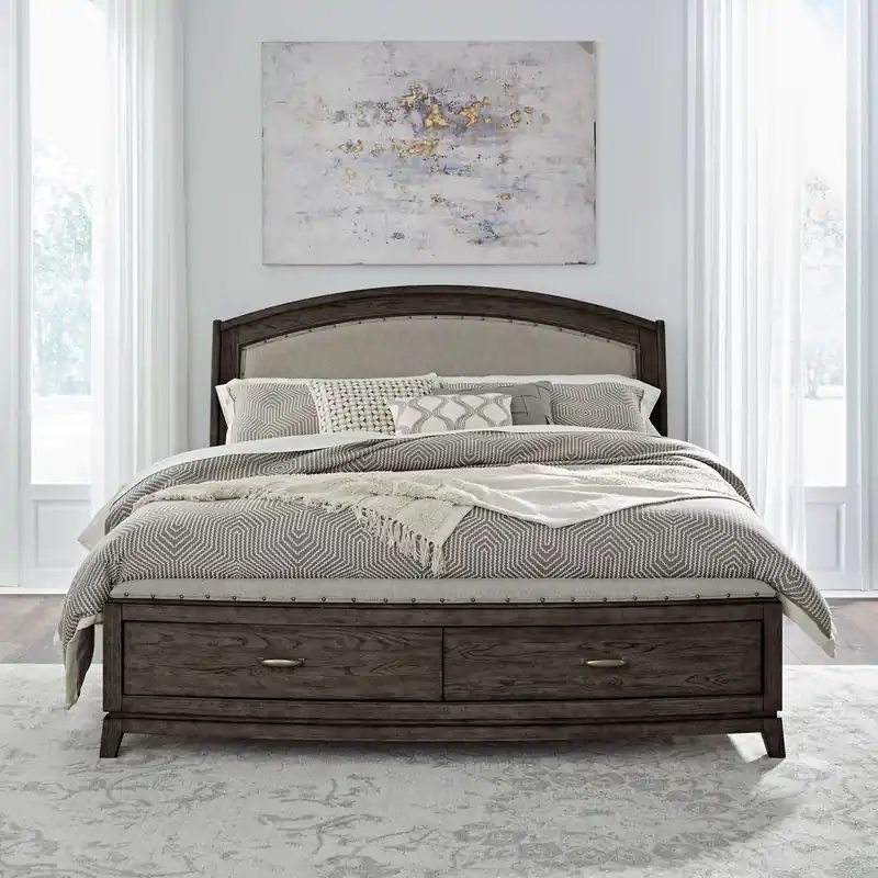 Avalon King Uph Storage Bed - Liberty