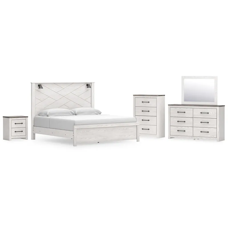 Gerridan King Panel Bed, Dresser, Mirror, Chest, and Nightstand - Signature Design by Ashley®