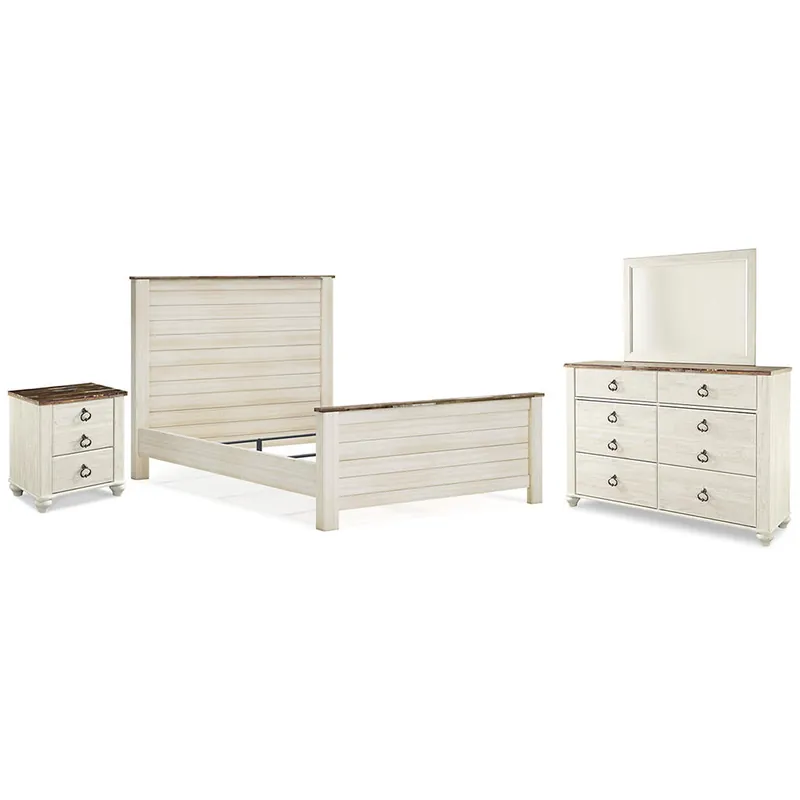 Willowton Queen Panel Bed, Dresser, Mirror, and Nightstand - Signature Design by Ashley®