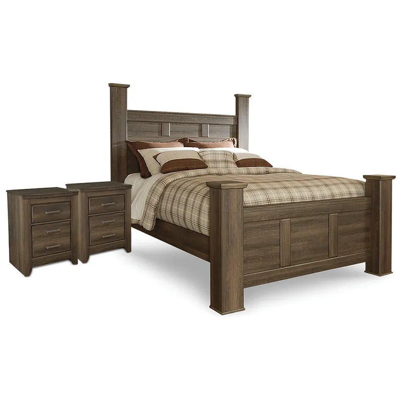 Juararo Queen Poster Bed and 2 Nightstands - Signature Design by Ashley®