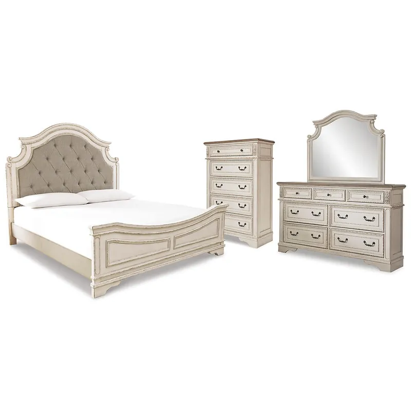 Realyn King Panel Upholstered Bed, Dresser, Mirror and Chest - Signature Design by Ashley®