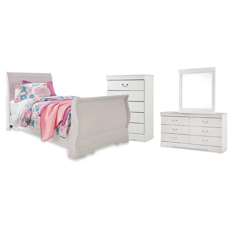 Anarasia Twin Sleigh Bed, Dresser, Mirror and Chest - Signature Design by Ashley®