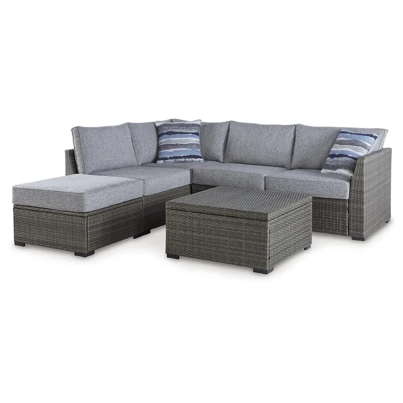 Petal Road Outdoor Loveseat Sectional/Ottoman/Table Set (Set of 4) - Signature Design by Ashley®