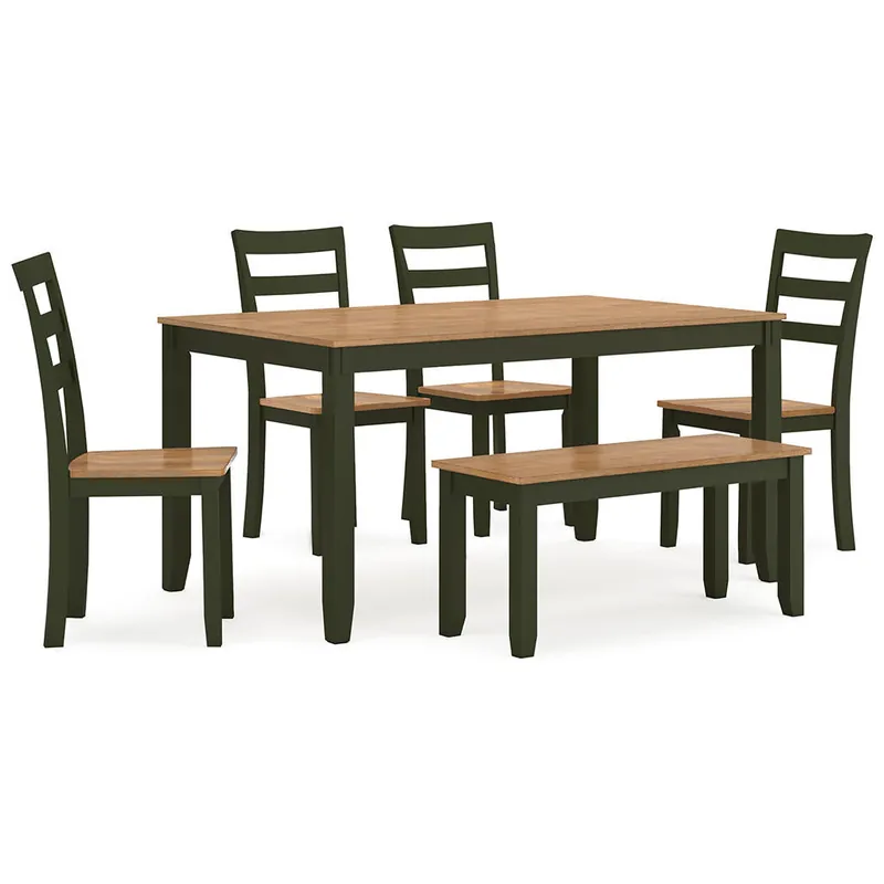 Gesthaven Dining Table with 4 Chairs and Bench (Set of 6) - Signature Design by Ashley®