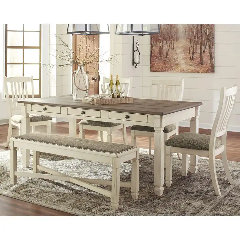Bolanburg Dining Table with 4 Chairs and Bench - Signature Design by Ashley®