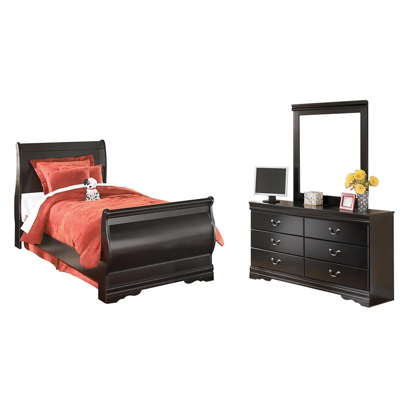 Huey Vineyard Twin Sleigh Bed with Mirroed Dresser and Nightstand - Signature Design by Ashley®