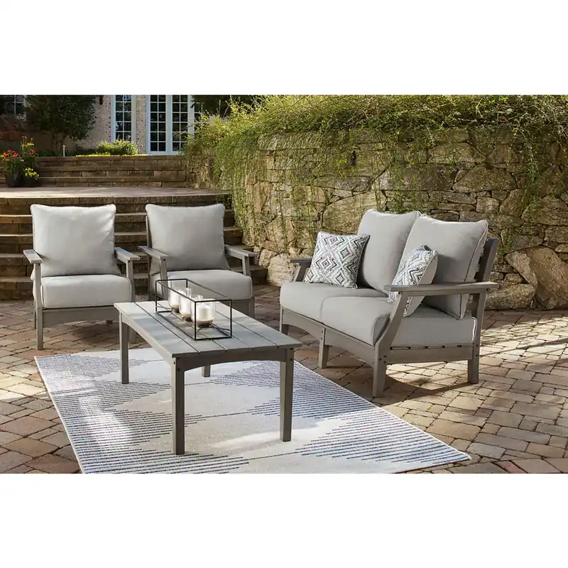 Visola Outdoor Loveseat, 2 Lounge Chairs and Coffee Table - Signature Design by Ashley®