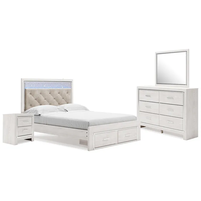 Altyra Queen Panel Storage Bed with Mirrored Dresser and Nightstand - Signature Design by Ashley®