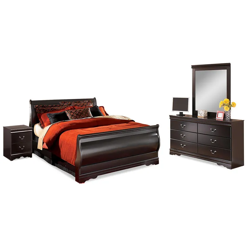 Huey Vineyard Queen Bed with Mirrored Dresser and Nightstand - Signature Design by Ashley®