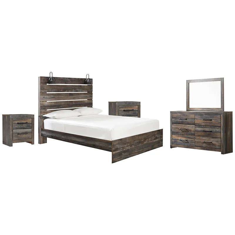 Drystan Queen Panel Bed, Dresser, Mirror and 2 Nightstands - Signature Design by Ashley®
