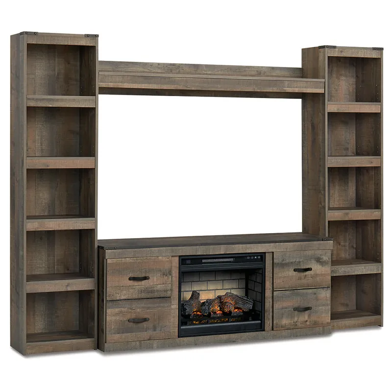 Trinell 4-Piece Entertainment Center with Electric Fireplace