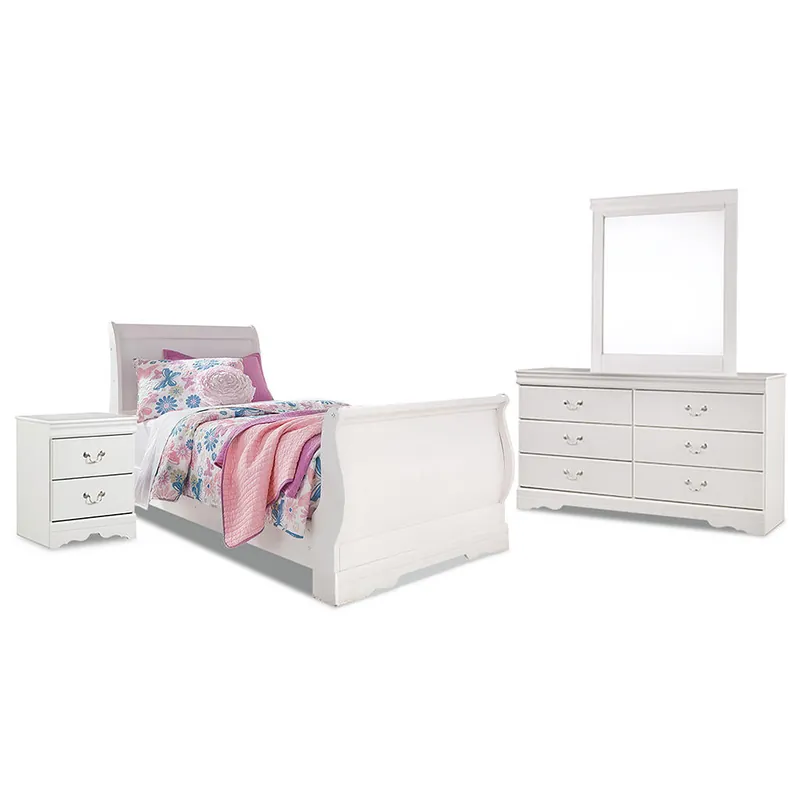 Anarasia Twin Sleigh Bed, Dresser, Mirror and Nightstand - Signature Design by Ashley®
