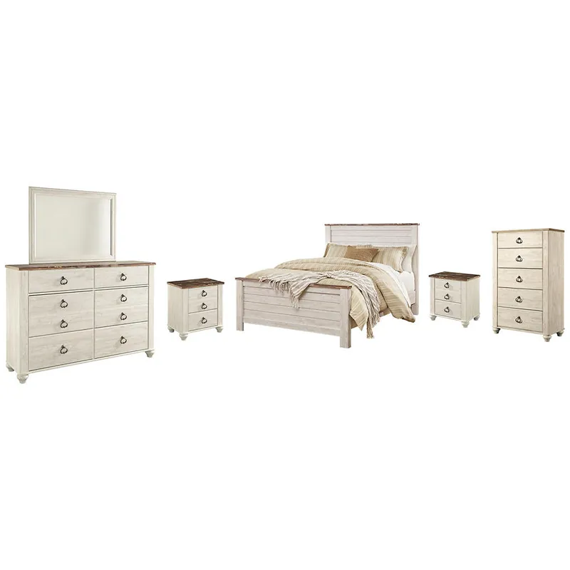 Willowton Queen Panel Bed, Dresser, Mirror, Chest and 2 Nightstands - Signature Design by Ashley®