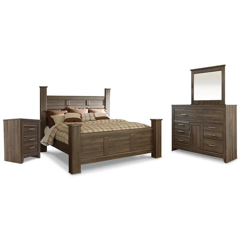 Juararo King Poster Bed, Dresser, Mirror and Nightstand - Signature Design by Ashley®