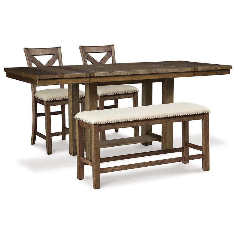 Moriville Counter Height Dining Table and 2 Barstools and Bench - Signature Design by Ashley®