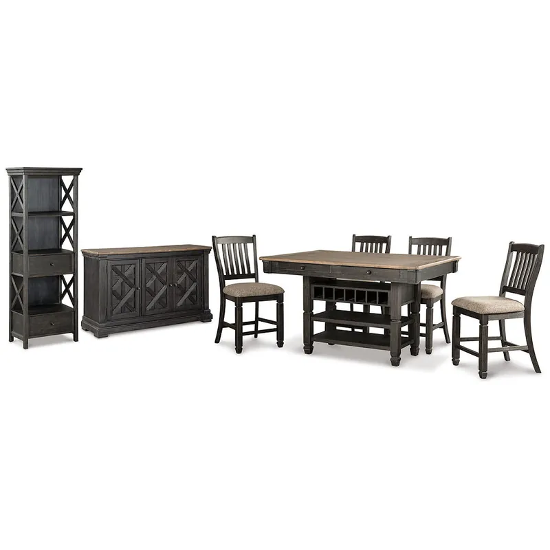 Tyler Creek Counter Height Table with 4 Barstools, Server and Display Cabinet - Signature Design by Ashley®