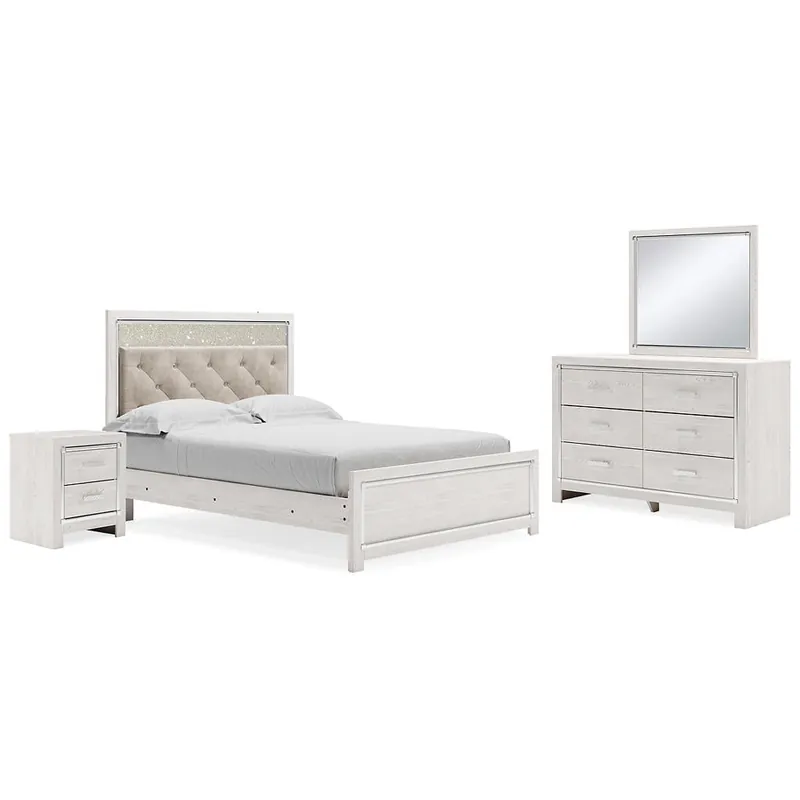 Altyra Queen Upholstered Panel Bed, Dresser, Mirror, and Nightstand - Signature Design by Ashley®