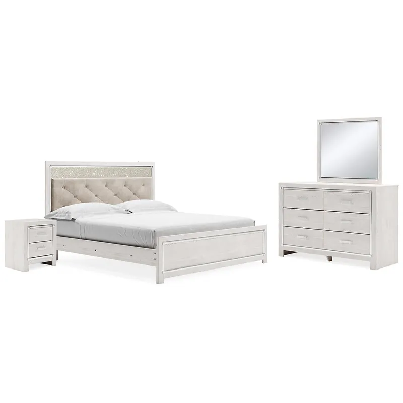 Altyra King Upholstered Panel Bed, Dresser, Mirror, and Nightstand - Signature Design by Ashley®