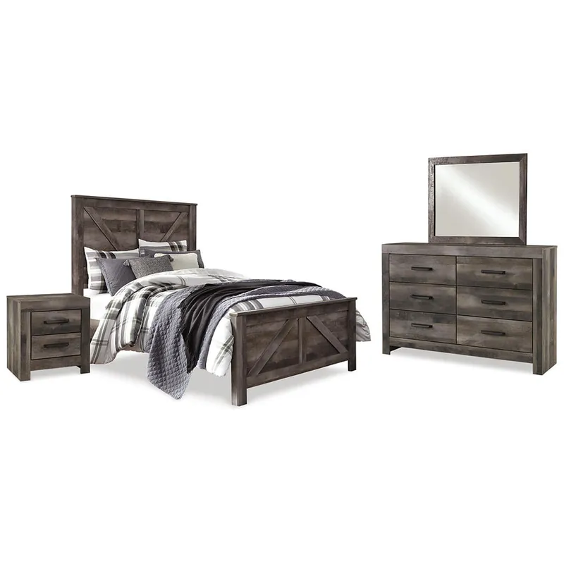Wynnlow Queen Crossbuck Panel Bed, Dresser, Mirror, and Nightstand - Signature Design by Ashley®
