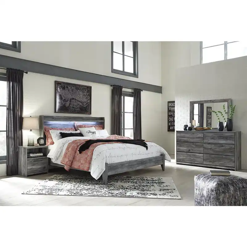 Baystorm King Panel Bed, Dresser, Mirror, and Nightstand - Signature Design by Ashley®