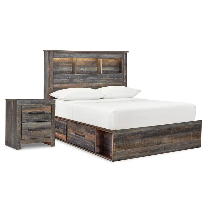 Drystan Full Bookcase Bed with 2 Sided Storage and Nightstand - Signature Design by Ashley®