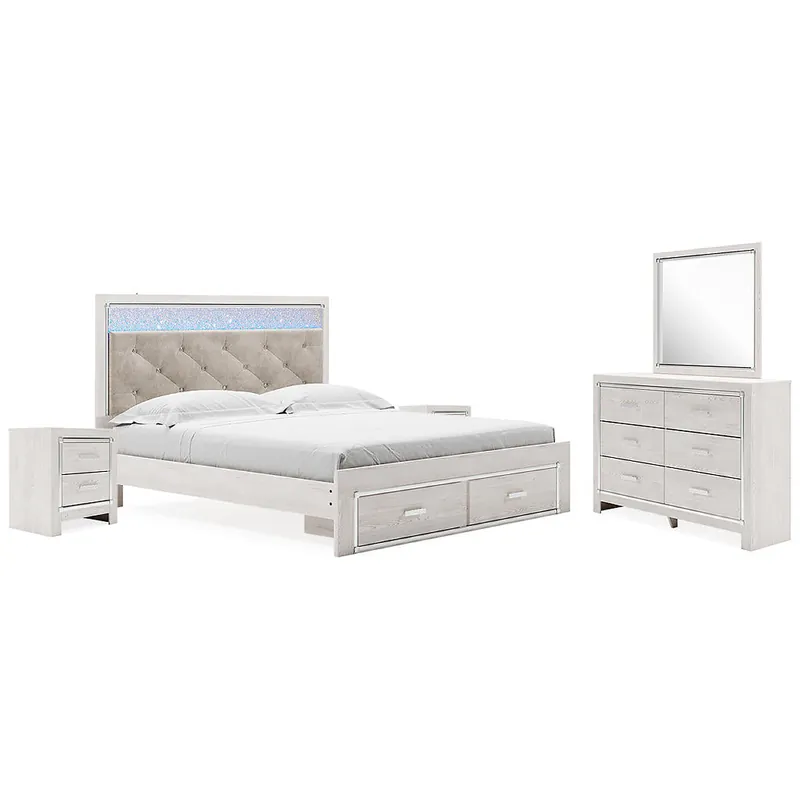 Altyra King Upholstered Storage Bed, Dresser, Mirror and 2 Nightstands - Signature Design by Ashley®