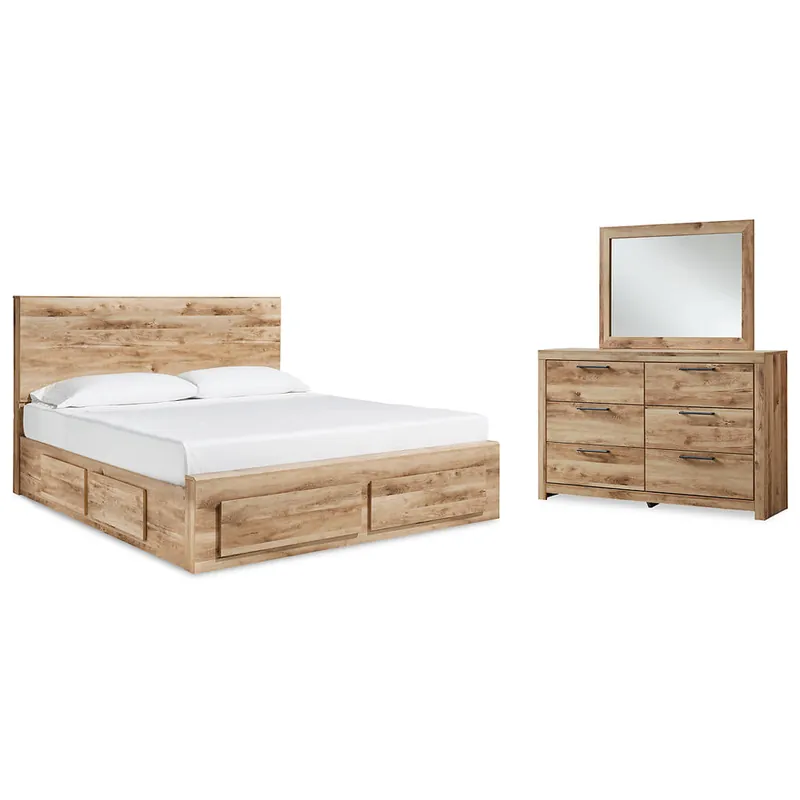 Hyanna Queen Panel Storage Bed with 1 Side Storage, Dresser and Mirror - Signature Design by Ashley®