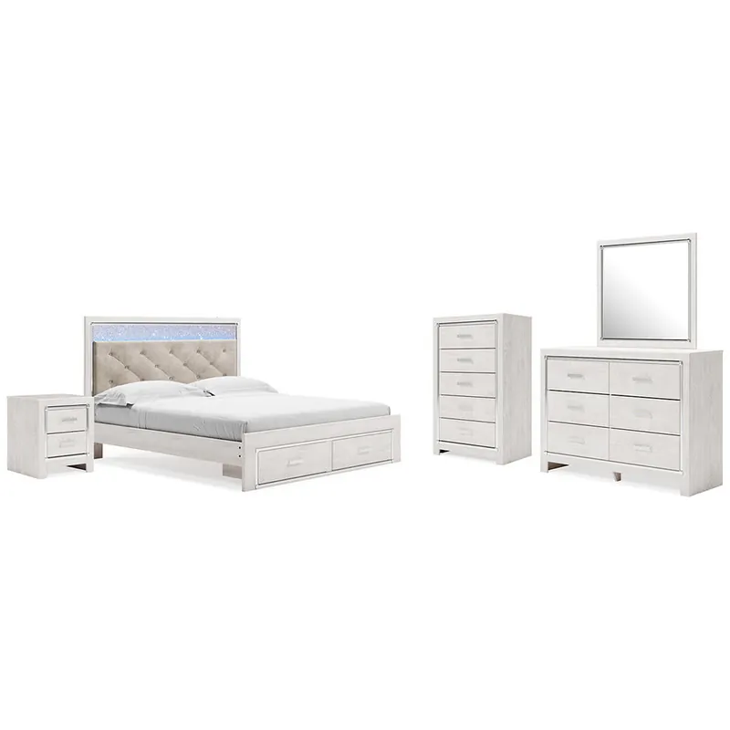 Altyra King Upholstered Storage Bed, Dresser, Mirror, Chest, and Nightstand - Signature Design by Ashley®