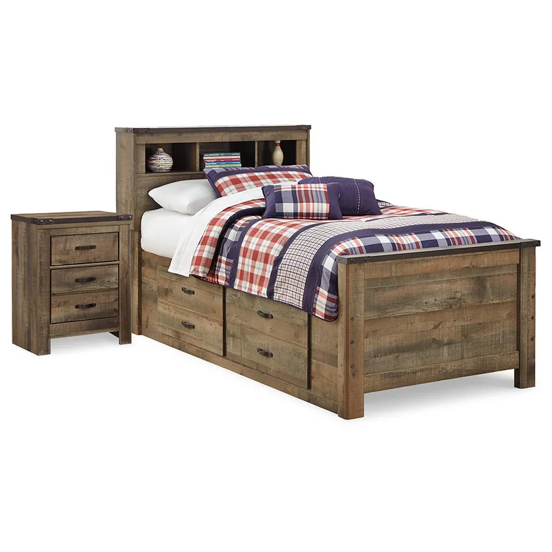 Trinell Twin Panel Bed with Storage and Nightstand - Signature Design by Ashley®