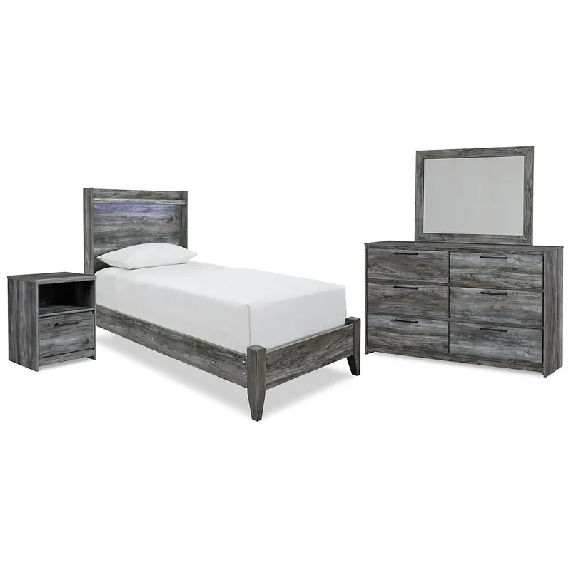 Baystorm Twin Panel Bed, Dresser, Mirror and Nightstand - Signature Design by Ashley®