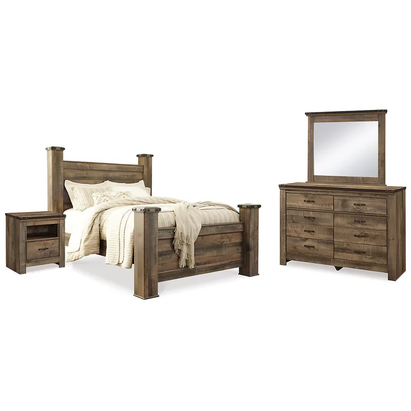 Trinell Queen Poster Bed, Dresser, Mirror and Nightstand - Signature Design by Ashley®