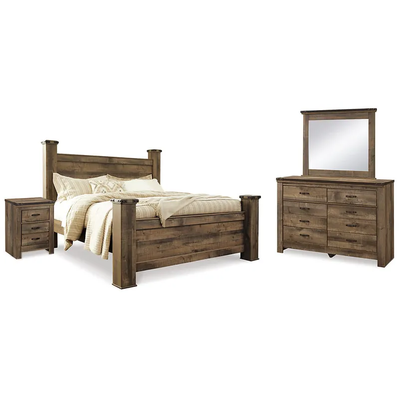 Trinell King Poster Bed, Dresser, Mirror and Nightstand - Signature Design by Ashley®