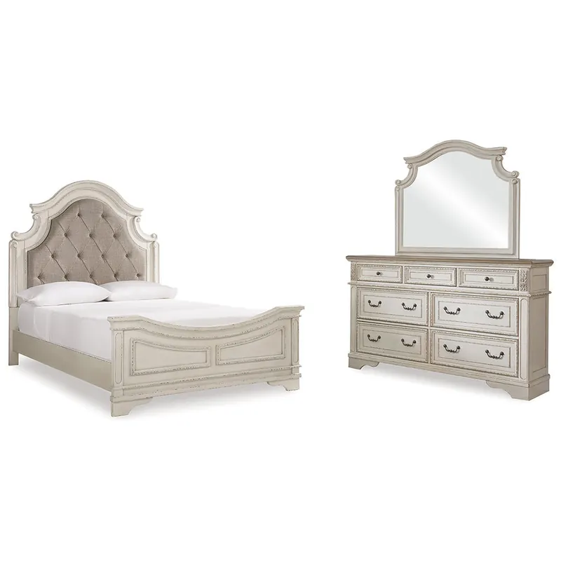 Realyn Queen Upholstered Panel Bed, Dresser and Mirror - Signature Design by Ashley®