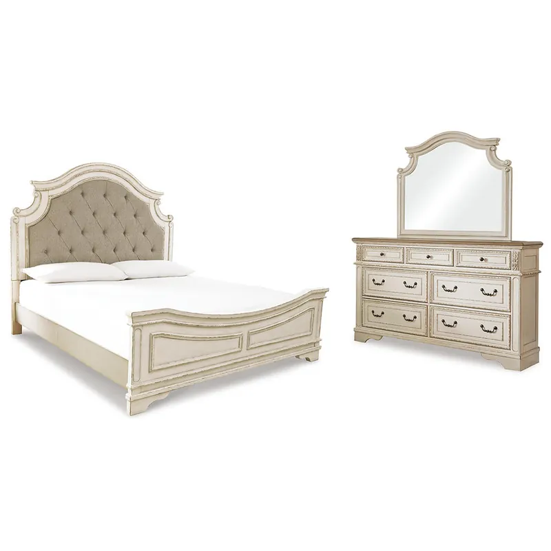 Realyn King Upholstered Panel Bed, Dresser and Mirror - Signature Design by Ashley®