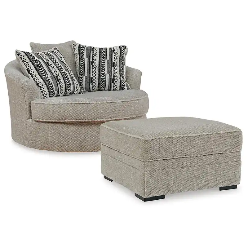 Calnita Oversized Swivel Chair and Ottoman - Benchcraft®