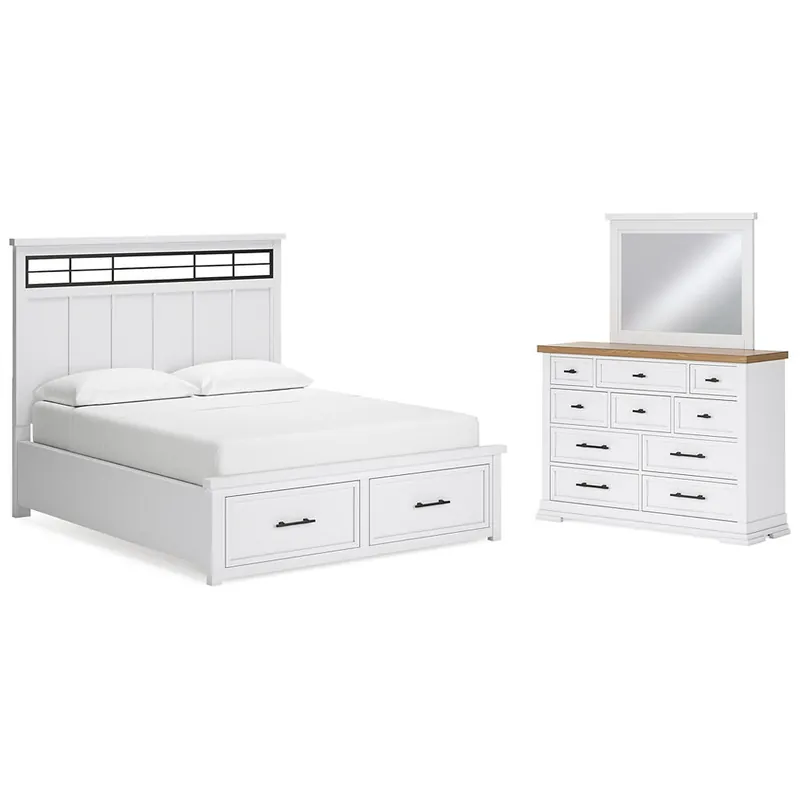 Ashbryn California King Panel Storage Bed, Dresser and Mirror - Benchcraft®