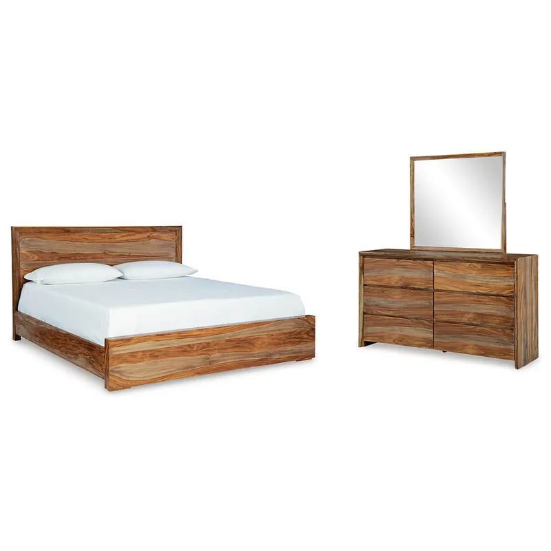 Dressonni California King Panel Bed, Dresser and Mirror - Signature Design by Ashley®