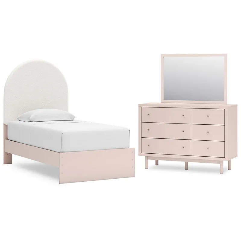 Wistenpine Twin Upholstered Panel Bed, Dresser and Mirror - Signature Design by Ashley®