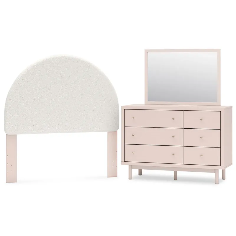 Wistenpine Full Upholstered Panel Headboard, Dresser and Mirror - Signature Design by Ashley®