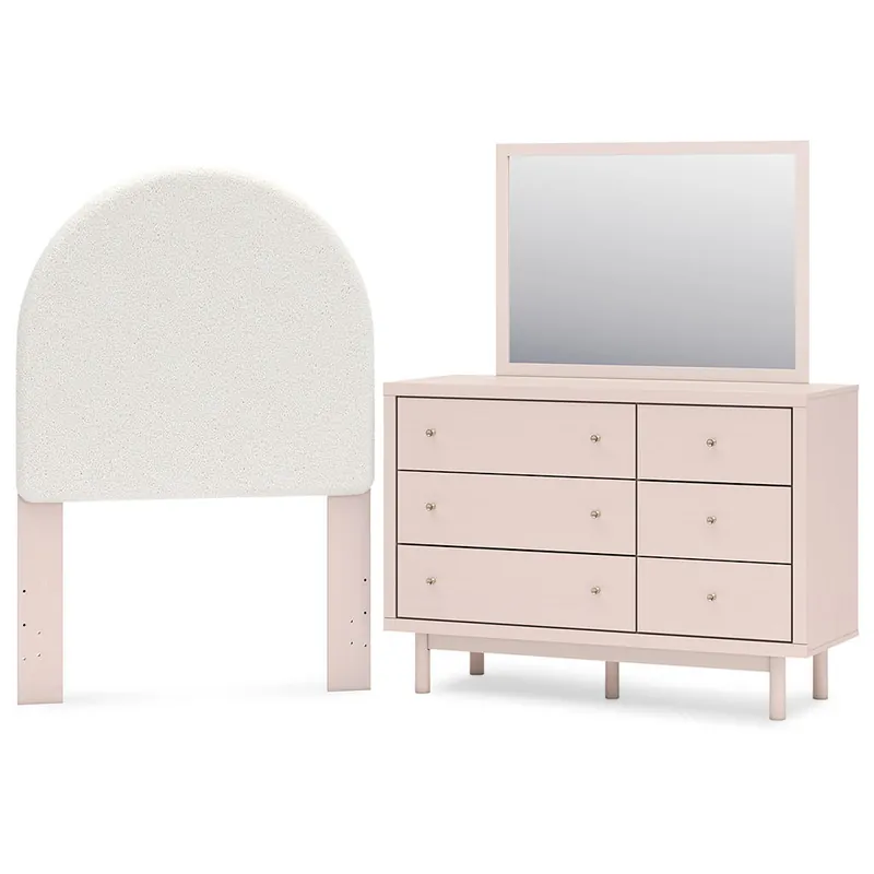 Wistenpine Twin Upholstered Panel Headboard, Dresser and Mirror - Signature Design by Ashley®