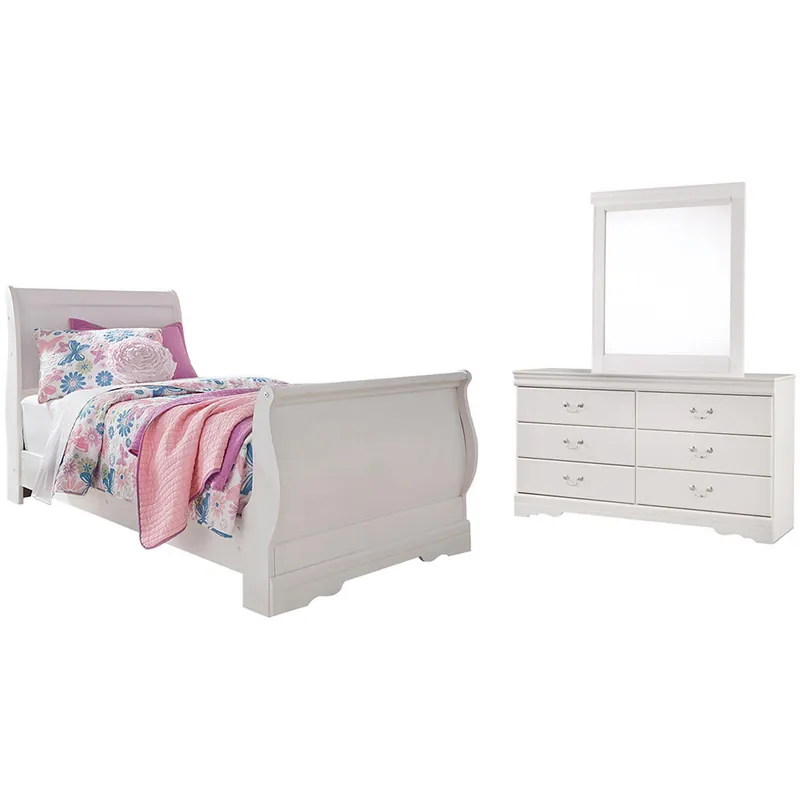 Anarasia Twin Sleigh Bed, Dresser and Mirror - Signature Design by Ashley®