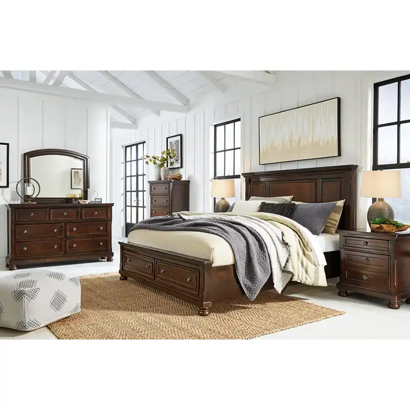 Porter California King Panel Bed, Dresser, Mirror, Chest and 2 Nightstands - Millennium® By Ashley