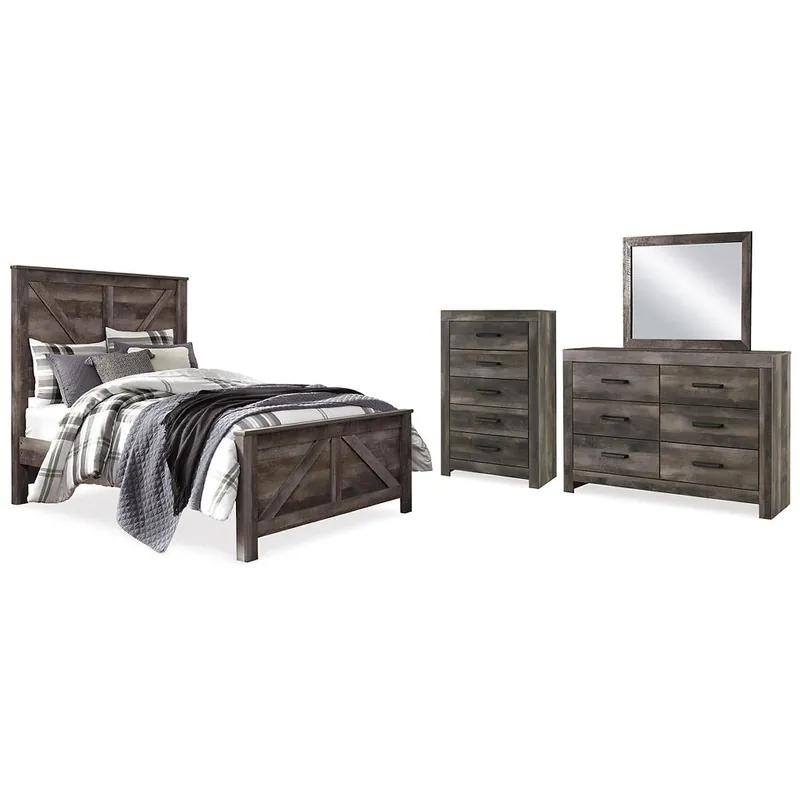 Wynnlow Queen Crossbuck Panel Bed, Dresser, Mirror and Chest - Signature Design by Ashley®