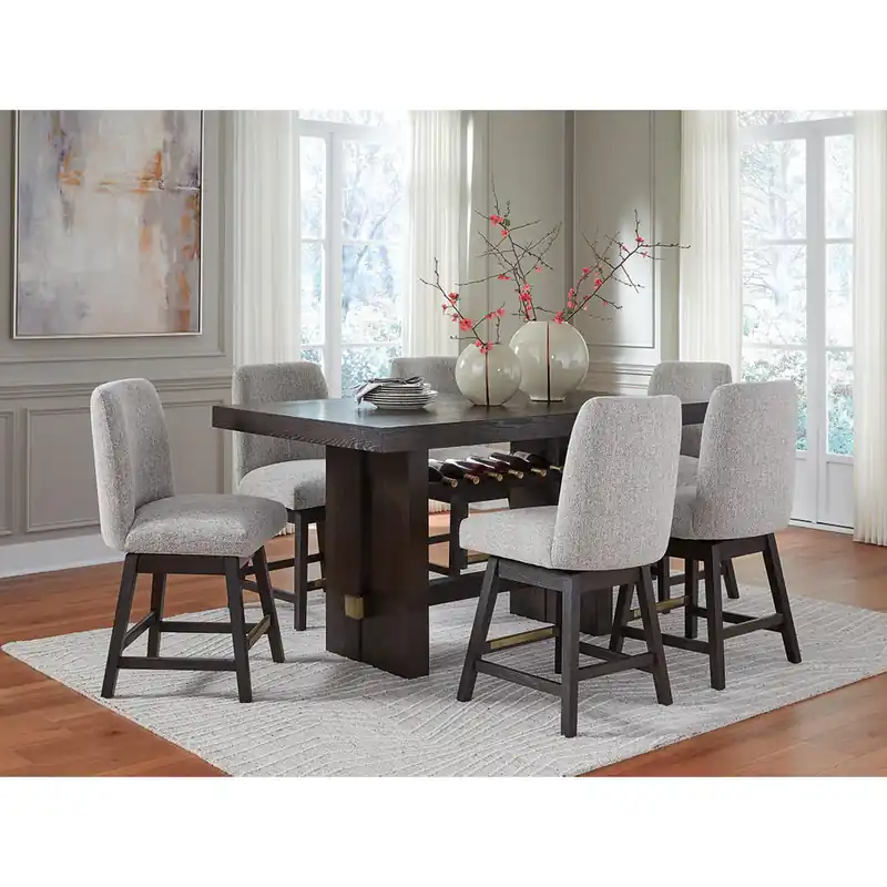 Burkhaus Counter Height Dining Table and 6 Barstools - Signature Design by Ashley®