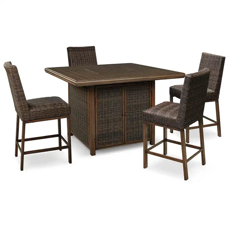 Paradise Trail Outdoor Counter Height Dining Table with 4 Barstools - Signature Design by Ashley®
